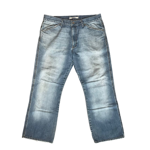 Mavi Men's Denim Jeans Alex Bootcut Lowrise Size 38x30 Distressed Workwear Faded - Picture 1 of 11